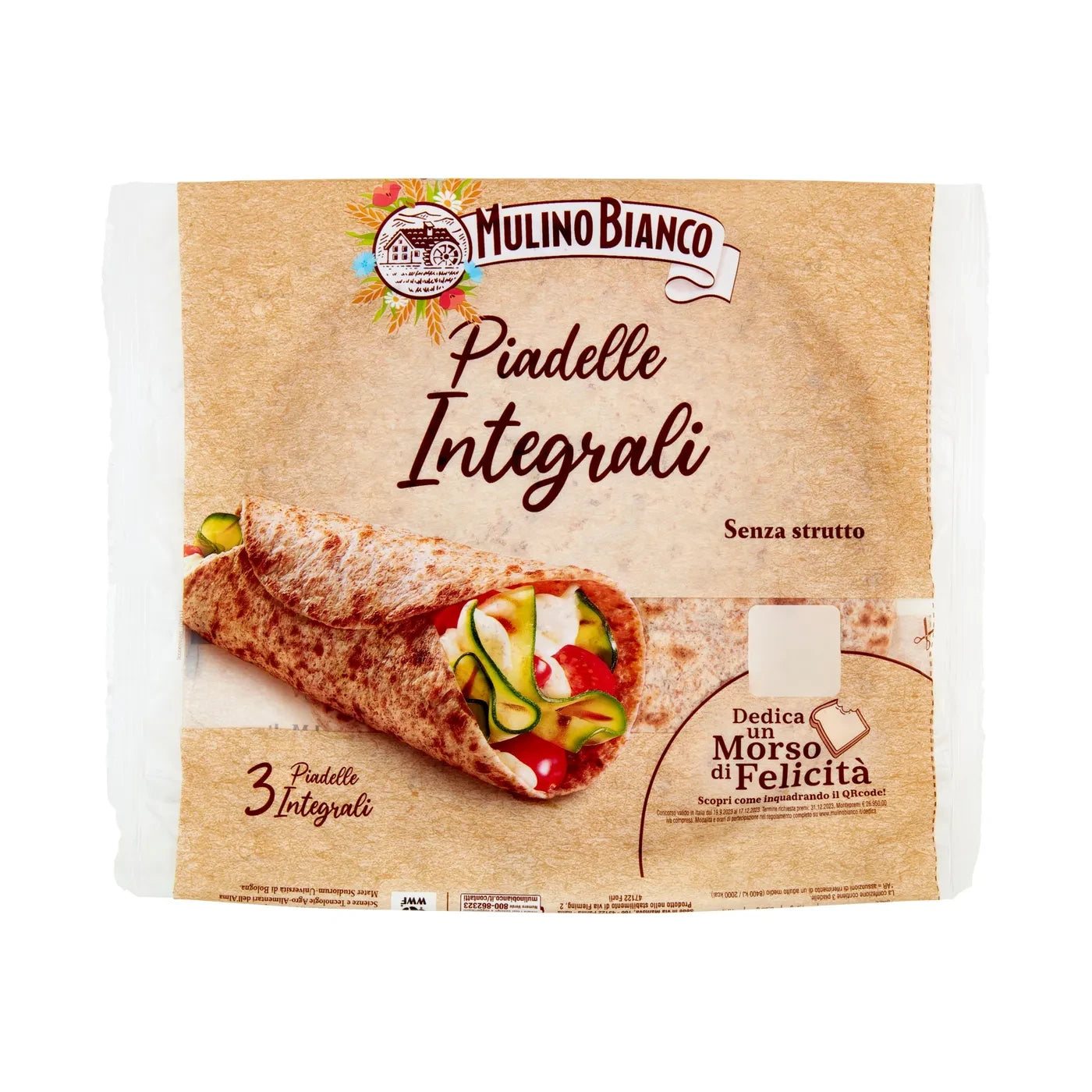 Mulino Bianco Piadelle Integrali Ideale Per Piadina 3Pz 225G