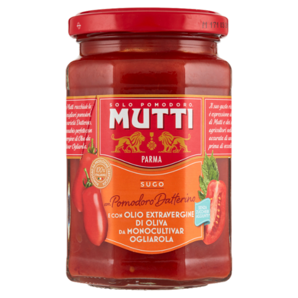 Mutti Sugo Con Pomodoro Datterino E Con Olio Extravergine Di Oliva Da Moonocultivar Ogliarola 280 G