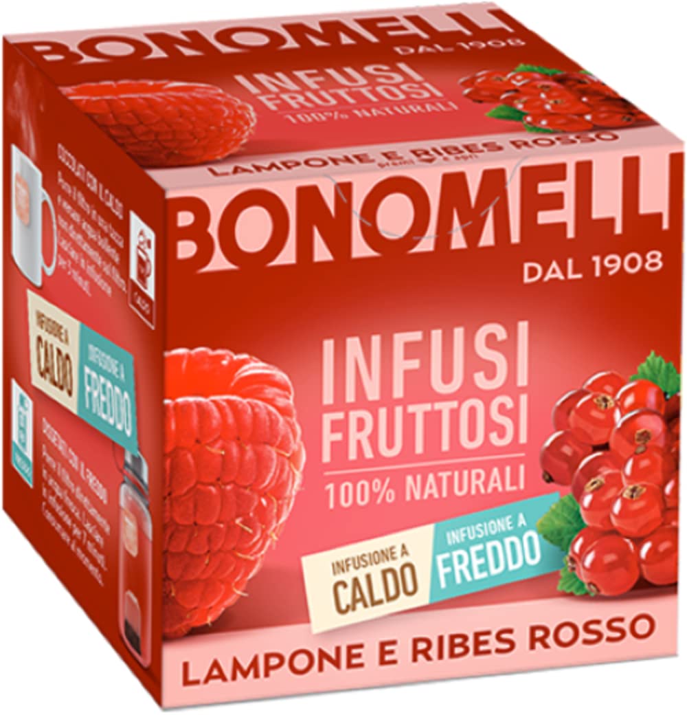 Bonomelli Infusi Fruttosi 100 Naturali Lampone E Ribes Rosso 12 Filtri 24 G