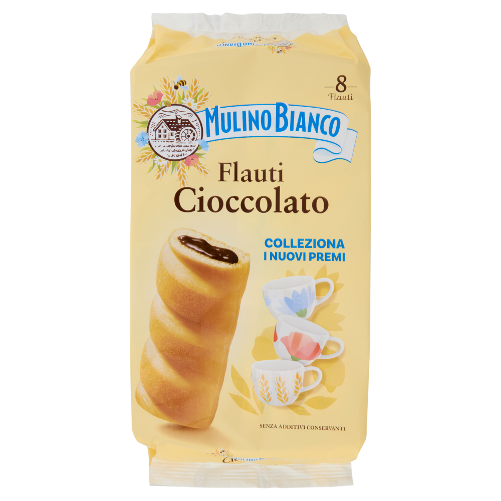 Mulino Bianco Flauti Cioccolato Merenda Senza Additivi Conservanti 8 Pezzi 280G