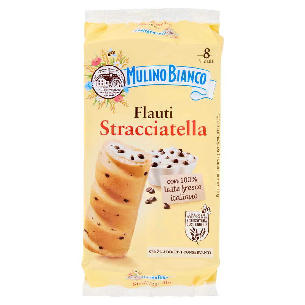 Mulino Bianco Flauti Stracciatella Merenda Con 100 Latte Fresco Italiano 8 Pezzi 280G