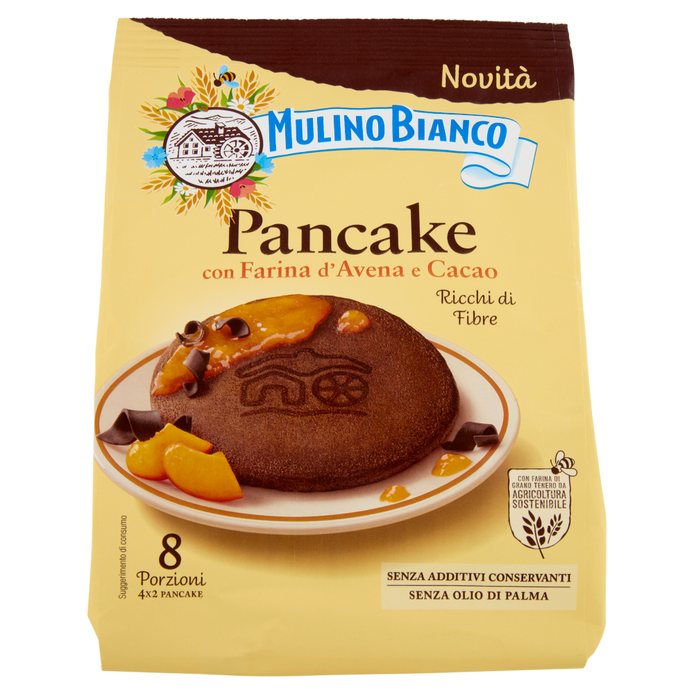 Mulino Bianco Pancake Con Farina Davena E Cacao Colazione 8 Porzioni 256G